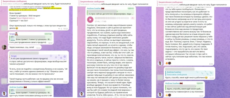 Разбор проекта участника ментором в чате хаба